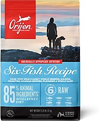 ORIJEN Six Fish Grain-Free Poultry Free High-Protein Dry Dog Food, 4.5-lb bag