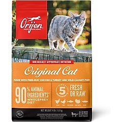 ORIJEN Original Grain-Free High-Protein Premium Dry Cat Food, 4-lb bag