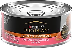 Purina Pro Plan Complete Essentials Adult Salmon & Brown Rice Entree Classic Canned Cat Food, 5.5-oz, case of 24