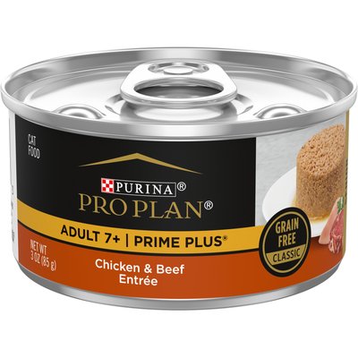 Purina Pro Plan Purina Pro Plan Prime Plus Adult 7+ Chicken & Beef Entree Classic Canned Cat Food, 3-oz, case of 24