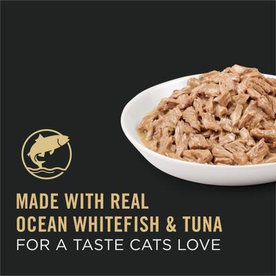 Show full view: Purina Pro Plan Adult Ocean Whitefish & Tuna Entree in Sauce Canned Cat Food, 5.5-oz, case of 24 slide 4 of 12