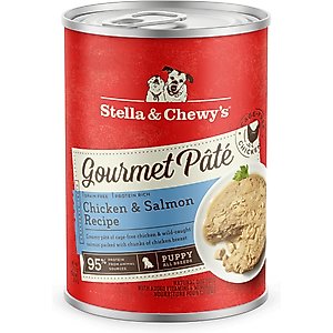 Stella & Chewy's Gourmet Pate Cage-Free Chicken & Salmon Puppy Grain-Free Wet Dog Food, 12.5-oz can, case of 12
