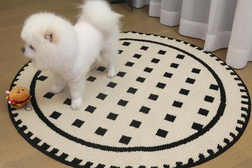 Show full view: Zarkea Modern Round Washable Rug, Black/Cream, 39 x 39-in slide 6 of 9