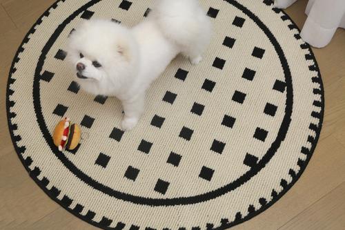 Show full view: Zarkea Modern Round Washable Rug, Black/Cream, 39 x 39-in slide 4 of 9