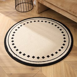 Zarkea Minimalist Round Washable Rug, Black/Cream, 39 x 39-in slide 2 of 9