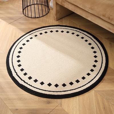 Show full view: Zarkea Minimalist Round Washable Rug, Black/Cream, 39 x 39-in slide 9 of 9