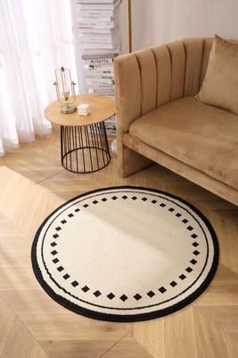 Show full view: Zarkea Minimalist Round Washable Rug, Black/Cream, 39 x 39-in slide 8 of 9