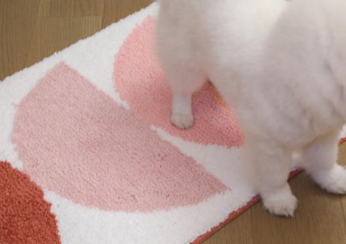 Show full view: Zarkea Soft Geometric Microfiber Washable Area Rug, Pink/White, 20 x 32-in slide 5 of 9