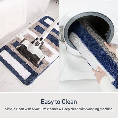 Show full view: Zarkea Microfiber Striped Washable Area Rug, Navy, Beige, White, 20 x 32-in slide 8 of 9