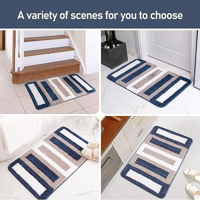 Show full view: Zarkea Microfiber Striped Washable Area Rug, Navy, Beige, White, 20 x 32-in slide 9 of 9