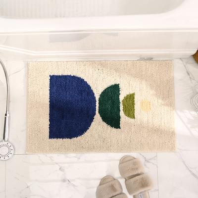 Show full view: Zarkea Modern Geometric Washable Microfiber Rug, White/Blue, 18 x 27-in slide 5 of 9