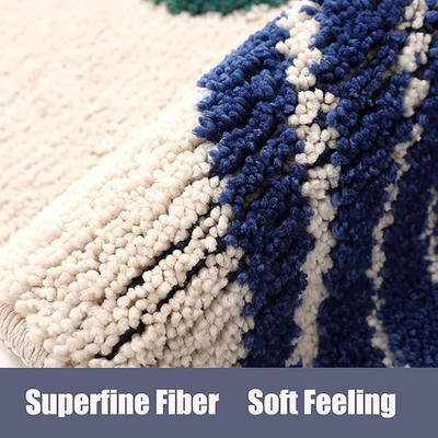 Show full view: Zarkea Modern Abstract Washable Microfiber Rug, White/Blue, 18 x 27-in slide 3 of 9