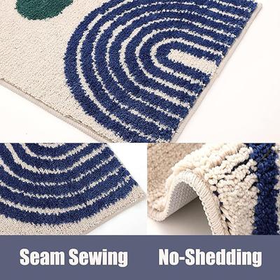 Show full view: Zarkea Modern Abstract Washable Microfiber Rug, White/Blue, 18 x 27-in slide 4 of 9