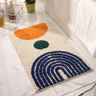 Show full view: Zarkea Modern Abstract Washable Microfiber Rug, White/Blue, 18 x 27-in slide 5 of 9