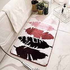 Zarkea Feather Pattern Microfiber Washable Rug, Pink/White, 18 x 27-in slide 2 of 9