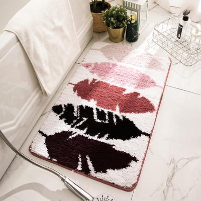Show full view: Zarkea Feather Pattern Microfiber Washable Rug, Pink/White, 18 x 27-in slide 5 of 9