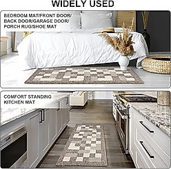 Zarkea Modern Checkerboard Indoor/Outdoor Washable Area Rug, Brown, 24 x 71-in slide 2 of 9