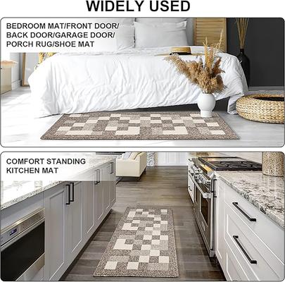 Show full view: Zarkea Modern Checkerboard Indoor/Outdoor Washable Area Rug, Brown, 18 x 47-in slide 4 of 9