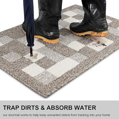 Show full view: Zarkea Modern Checkerboard Indoor/Outdoor Washable Area Rug, Brown, 18 x 47-in slide 6 of 9