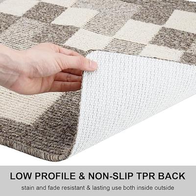 Show full view: Zarkea Modern Checkerboard Indoor/Outdoor Washable Area Rug, Brown, 18 x 47-in slide 7 of 9