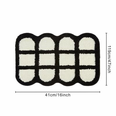 Show full view: Zarkea Modern Curved Geometric Indoor/Outdoor Washable Area Rug, White, 16 x 47-in slide 9 of 9