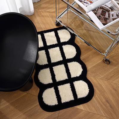 Show full view: Zarkea Modern Curved Geometric Indoor/Outdoor Washable Area Rug, White, 20 x 32-in slide 4 of 9