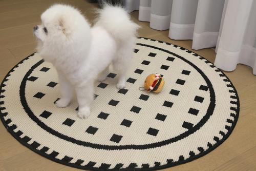 Show full view: Zarkea Modern Round Washable Rug, Black/Cream, 39 x 39-in slide 5 of 9