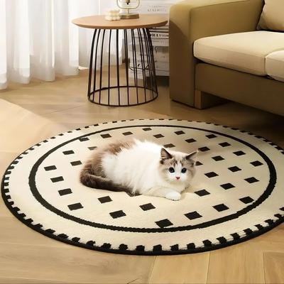 Show full view: Zarkea Modern Round Washable Rug, Black/Cream, 39 x 39-in slide 8 of 9