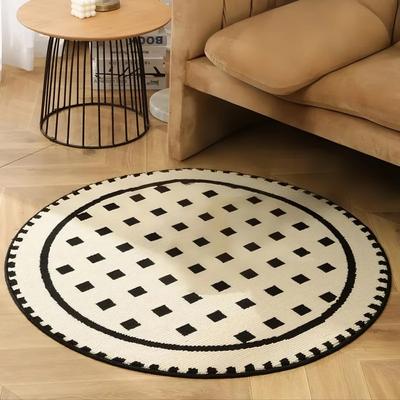 Show full view: Zarkea Modern Round Washable Rug, Black/Cream, 39 x 39-in slide 2 of 9