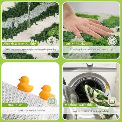 Show full view: Zarkea Tropical Leaf-Shaped Microfiber Washable Rug, Green, 23 x 35-in slide 8 of 9