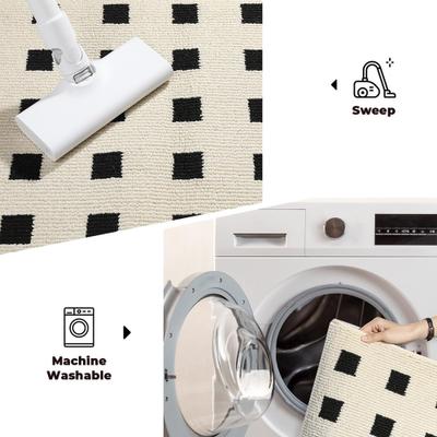 Show full view: Zarkea Modern Geometric Indoor/Outdoor Washable Area Rug, Beige, 20 x 32-in slide 5 of 9