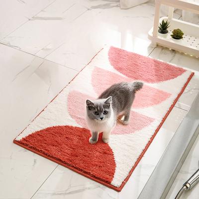 Show full view: Zarkea Soft Geometric Microfiber Washable Area Rug, Pink/White, 20 x 32-in slide 8 of 9