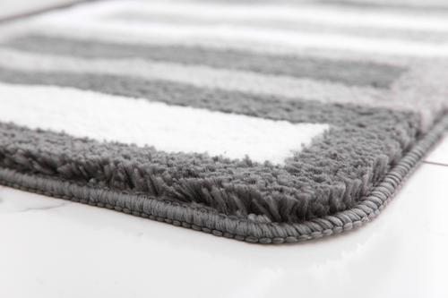 Show full view: Zarkea Microfiber Striped Washable Area Rug, Grey, Beige, White, 20 x 32-in slide 6 of 9