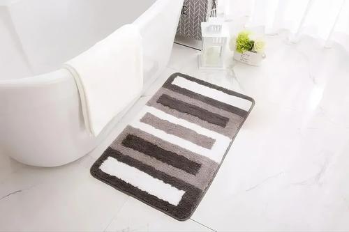 Show full view: Zarkea Microfiber Striped Washable Area Rug, Grey, Beige, White, 20 x 32-in slide 5 of 9