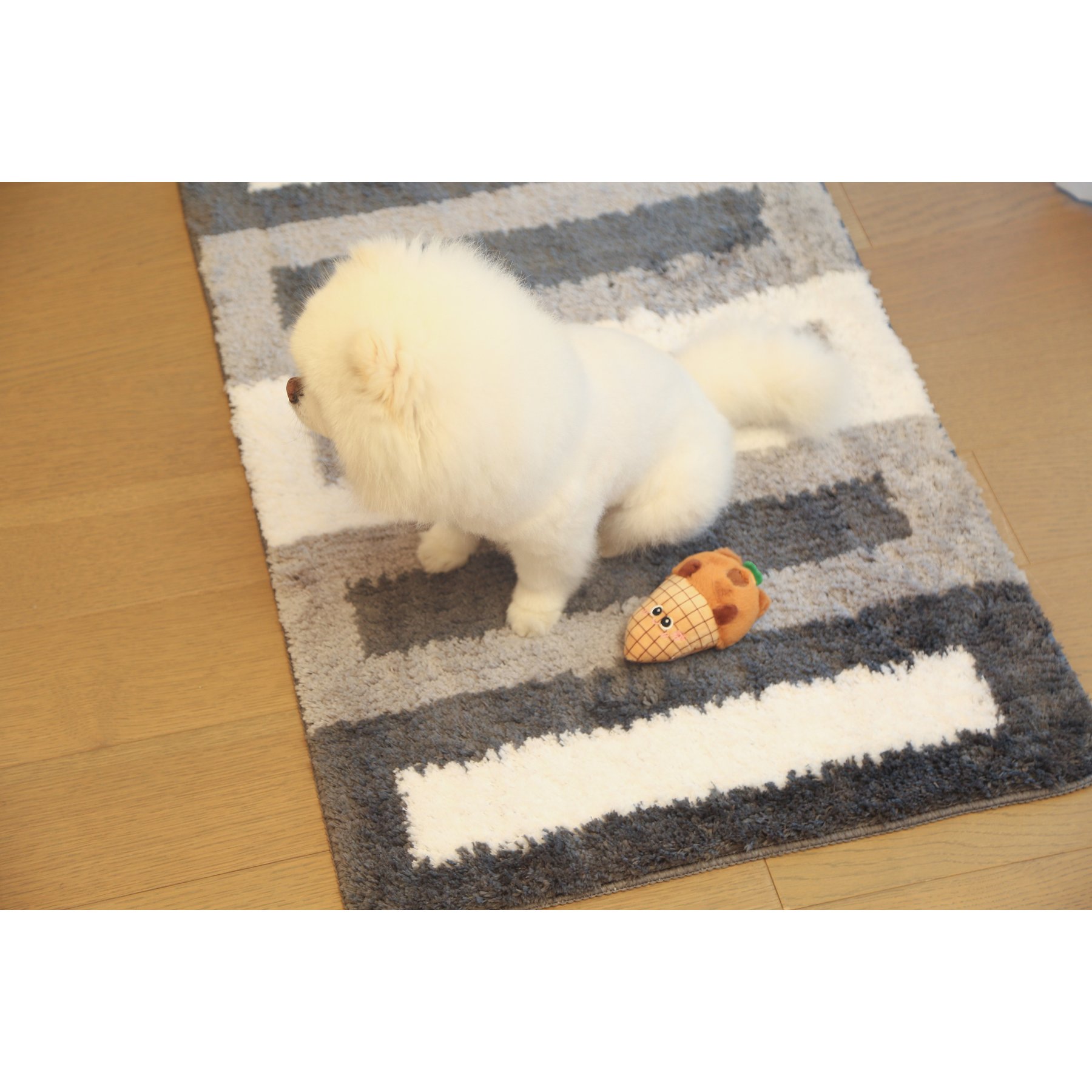 Zarkea Microfiber Striped Washable Area Rug, Grey, Beige, White, 20 x 32-in