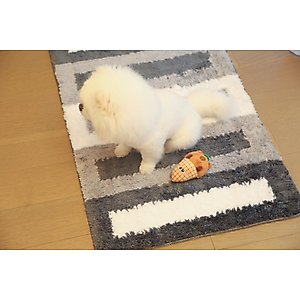 Zarkea Microfiber Striped Washable Area Rug, Grey, Beige, White, 20 x 32-in