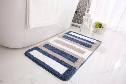 Show full view: Zarkea Microfiber Striped Washable Area Rug, Navy, Beige, White, 20 x 32-in slide 3 of 9