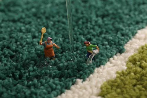 Show full view: Zarkea Modern Geometric Washable Microfiber Rug, White/Blue, 18 x 27-in slide 9 of 9