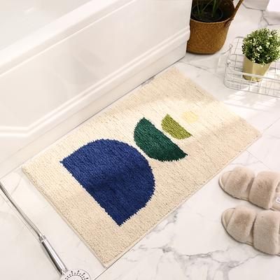 Show full view: Zarkea Modern Geometric Washable Microfiber Rug, White/Blue, 18 x 27-in slide 6 of 9