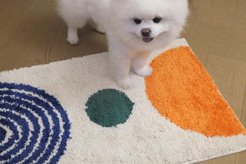 Show full view: Zarkea Modern Abstract Washable Microfiber Rug, White/Blue, 18 x 27-in slide 8 of 9