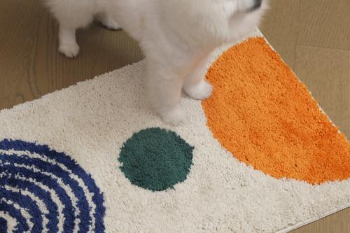 Show full view: Zarkea Modern Abstract Washable Microfiber Rug, White/Blue, 18 x 27-in slide 7 of 9