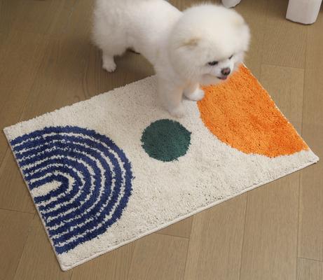 Show full view: Zarkea Modern Abstract Washable Microfiber Rug, White/Blue, 18 x 27-in slide 6 of 9