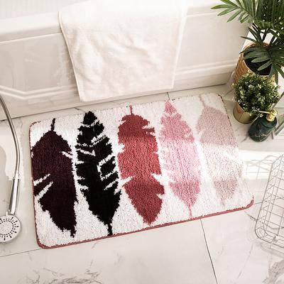 Show full view: Zarkea Feather Pattern Microfiber Washable Rug, Pink/White, 18 x 27-in slide 6 of 9