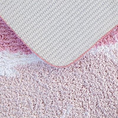 Show full view: Zarkea Feather Pattern Microfiber Washable Rug, Pink/White, 18 x 27-in slide 9 of 9