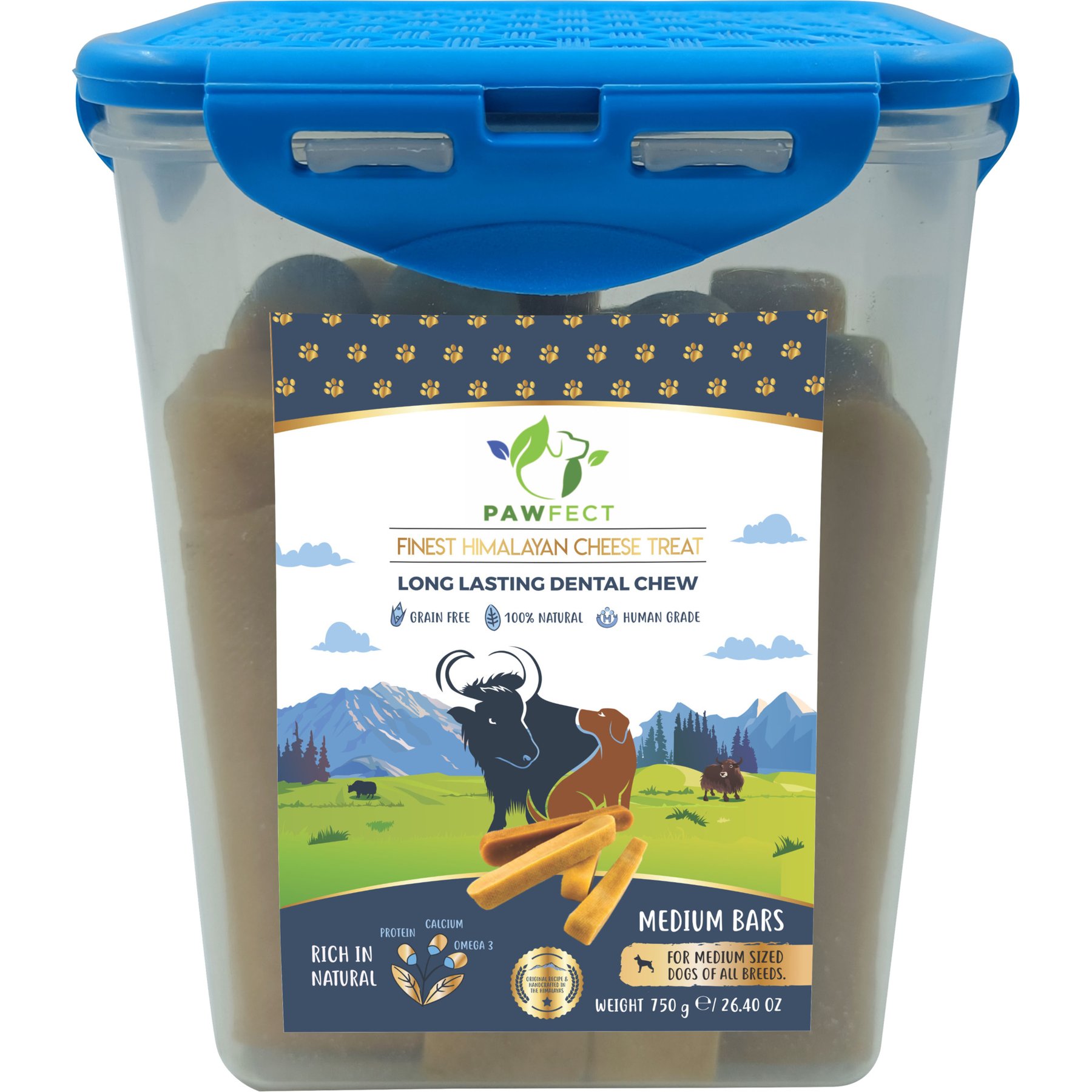 Pawfect Himalayan Yak Cheese Chews Small Long-Lasting All-Natural Original Dental Dog Treats, Medium, 10 count
