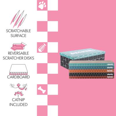 Show full view: THE LICKER STORE Naomi Modern 17-in Cardboard Reversible Cat Scratcher Pad in Box with Catnip, 5 count slide 4 of 10