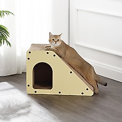 THE LICKER STORE Kento Minimalist 23.63-in Cardboard Angled Cat Cave Scratcher with Catnip, Almond slide 2 of 7