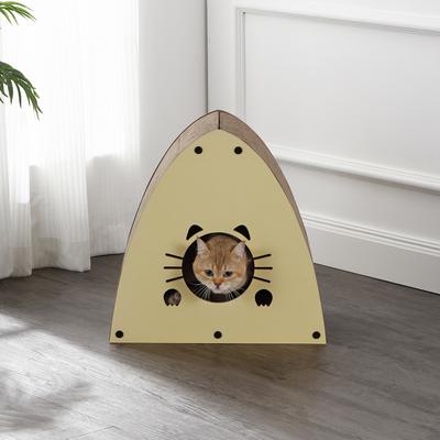 Show full view: THE LICKER STORE Koko Modern 19-in Cardboard Triangle Cat Cave Scratcher with Catnip, Almond slide 2 of 8