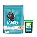 Iams ProActive Health Indoor Weight & Hairball Care Dry Food, 16-lb bag + Greenies Feline Greenies Smartbites Healthy Indoor Tuna Flavored Cat Treats