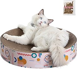 THE LICKER STORE Nelson 20-in Modern Cardboard Bowl Cat Scratcher with Catnip, Light Pink